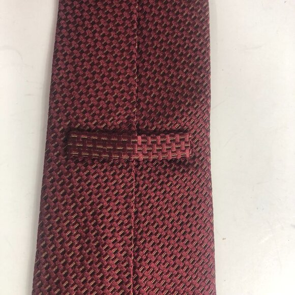 Vintage JOSEPH ABBOUD made in ITALY 100% Silk Tie Necktie Burgandy Geometric - Picture 2 of 5